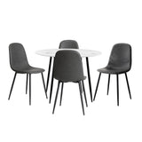 NNEED Round Dining Table & 4PCS Dining Chairs PU Grey