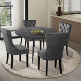 NNEED 110cm Round Dining Table with 4 Dining Chairs Velvet Grey