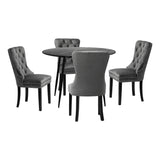 NNEED 110cm Round Dining Table with 4 Dining Chairs Velvet Grey