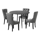 NNEED 110cm Round Dining Table with 4 Dining Chairs Velvet Grey