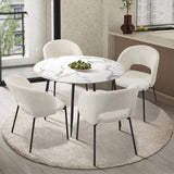 NNEED 110cm Round Dining Table with 4PCS Chairs Sherpa White