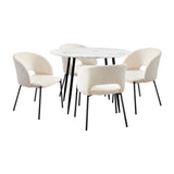NNEED 110cm Round Dining Table with 4PCS Chairs Sherpa White
