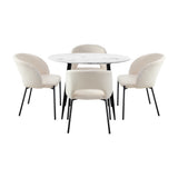 NNEED 110cm Round Dining Table with 4PCS Chairs Sherpa White