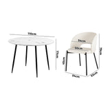 NNEED 110cm Round Dining Table with 4PCS Chairs Sherpa White