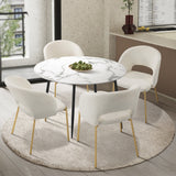 NNEED 110cm Round Dining Table with 4PCS Dining Chairs Sherpa Gold