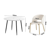 NNEED 110cm Round Dining Table with 4PCS Dining Chairs Sherpa Gold