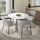 NNEED H77cm Round Dining Table with 4PCS Chairs Fabric Grey