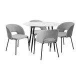 NNEED H77cm Round Dining Table with 4PCS Chairs Fabric Grey