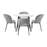 NNEED H77cm Round Dining Table with 4PCS Chairs Fabric Grey
