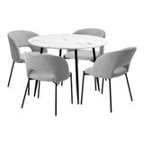 NNEED H77cm Round Dining Table with 4PCS Chairs Fabric Grey