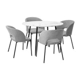 NNEED H77cm Round Dining Table with 4PCS Chairs Fabric Grey