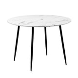 NNEED 110cm Round Dining Table with 4PCS Chairs White Sherpa