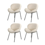 NNEED 110cm Round Dining Table with 4PCS Chairs White Sherpa