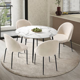 NNEED Round Dining Table & 4PCS Dining Chairs White Sherpa