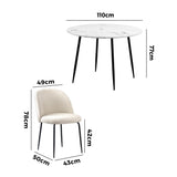 NNEED Round Dining Table & 4PCS Dining Chairs White Sherpa