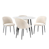 NNEED Round Dining Table & 4PCS Dining Chairs White Sherpa