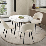 NNEED Round Dining Table & 4PCS Dining Chairs Sherpa White