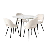 NNEED Round Dining Table & 4PCS Dining Chairs Sherpa White