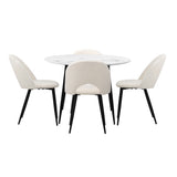 NNEED Round Dining Table & 4PCS Dining Chairs Sherpa White