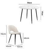 NNEED Round Dining Table & 4PCS Dining Chairs Sherpa White