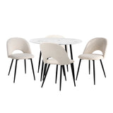 NNEED Round Dining Table & 4PCS Dining Chairs Sherpa White