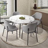NNEED H80cm Round Dining Table with 4PCS Chairs Fabric Grey