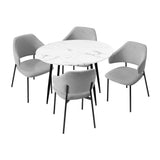 NNEED H80cm Round Dining Table with 4PCS Chairs Fabric Grey