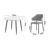 NNEED H80cm Round Dining Table with 4PCS Chairs Fabric Grey