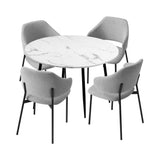 NNEED H80cm Round Dining Table with 4PCS Chairs Fabric Grey