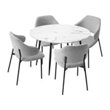 NNEED H80cm Round Dining Table with 4PCS Chairs Fabric Grey