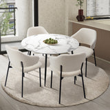 NNEED Round Dining Table with 4PCS Chairs Sherpa White