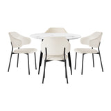 NNEED Round Dining Table with 4PCS Chairs Sherpa White