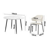 NNEED Round Dining Table with 4PCS Chairs Sherpa White