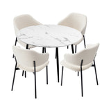 NNEED Round Dining Table with 4PCS Chairs Sherpa White