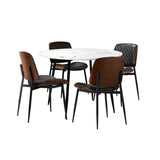 NNEED Round Dining Table & 4PCS Dining Chairs PU Black