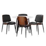 NNEED Round Dining Table & 4PCS Dining Chairs PU Black