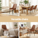 Artiss 2x Dining Chairs Retro PU Leather Kitchen Lounge Cafe Accent Chair Brown