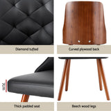 NNEDSZ 1 Set of 2 Artiss Dining Chairs Black PU