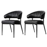 NNEDSZ Artiss Dining Chairs Set of 2 Leather Hollow Armchair Black