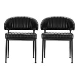 NNEDSZ Artiss Dining Chairs Set of 2 Leather Hollow Armchair Black
