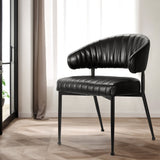 NNEDSZ Artiss Dining Chairs Set of 2 Leather Hollow Armchair Black