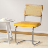 NNEDSZ Dining Chairs Set of 2 Velvet Rattan Cantilever Yellow