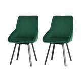 NNEDSZ Artiss Dining Chairs Set of 2 Velvet Swivel Base Green