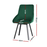 NNEDSZ Artiss Dining Chairs Set of 2 Velvet Swivel Base Green