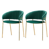 NNEDSZ Artiss Dining Chairs Set of 2 Velvet Hollow Armchair Green