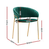 NNEDSZ Artiss Dining Chairs Set of 2 Velvet Hollow Armchair Green