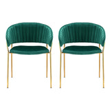 NNEDSZ Artiss Dining Chairs Set of 2 Velvet Hollow Armchair Green