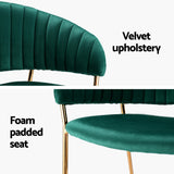 NNEDSZ Artiss Dining Chairs Set of 2 Velvet Hollow Armchair Green
