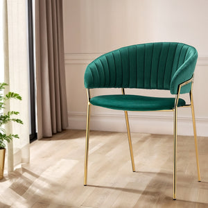 NNEDSZ Artiss Dining Chairs Set of 2 Velvet Hollow Armchair Green