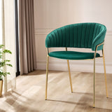 NNEDSZ Artiss Dining Chairs Set of 2 Velvet Hollow Armchair Green